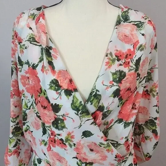 Melina Pink and Green Floral Garden Romper - Picture 6 of 6